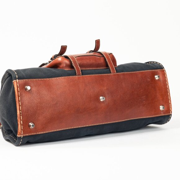 Chloe Edith Navy Canvas & Leather Trim Tote - Picture 5 of 15